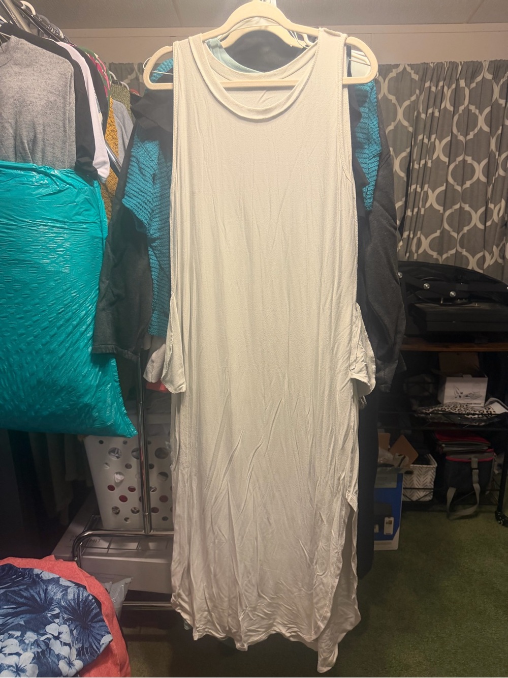 Zenana Outfitters Sleeveless Cream Maxi Dress with Side Ties